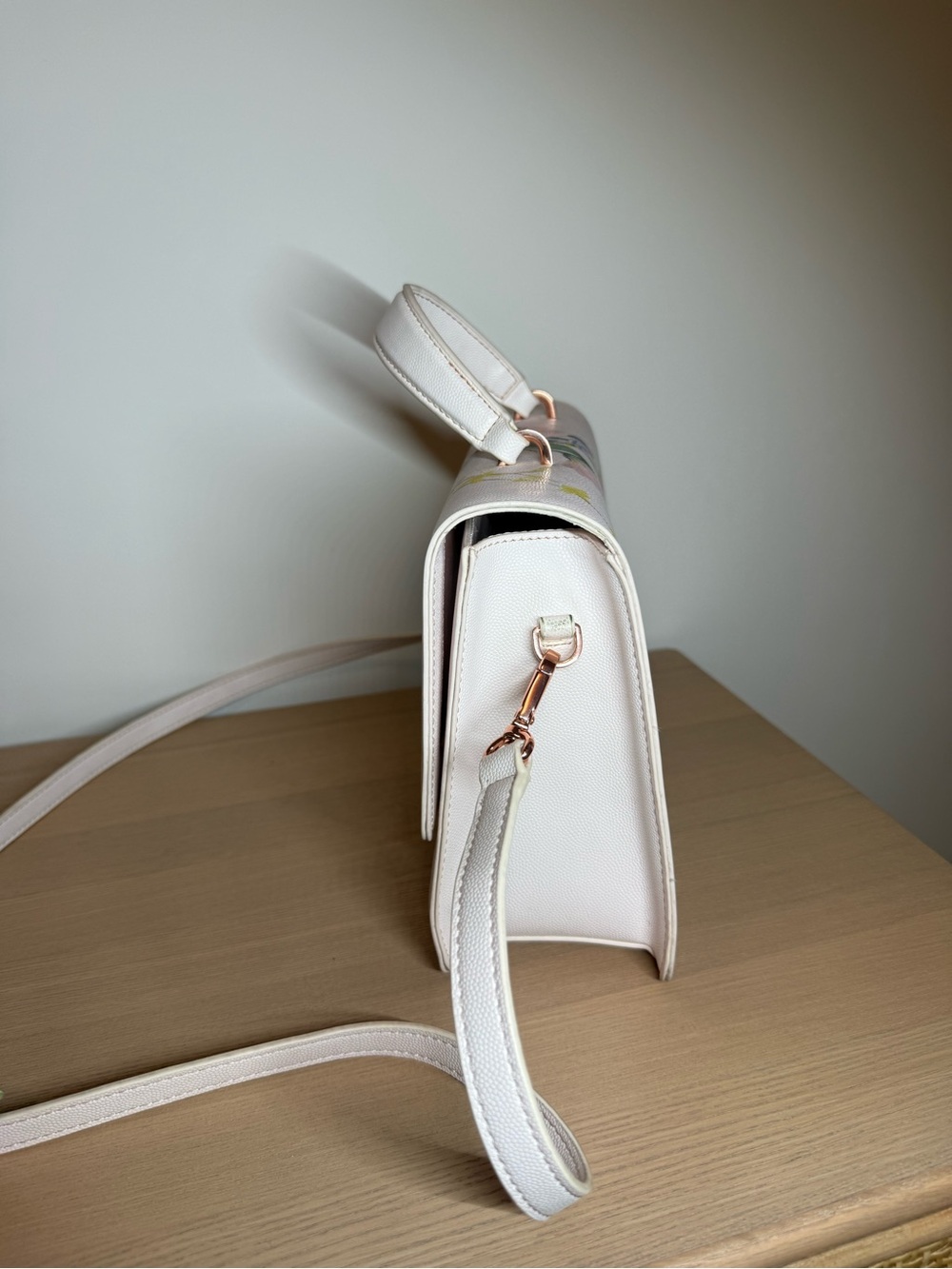 Ted Baker Cream Floral Top-Handle Satchel with Crossbody Strap - Picture 4 of 9